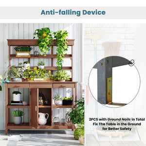 TOPMAX 66' Large Outdoor Farmhouse Wooden Potting Bench Table