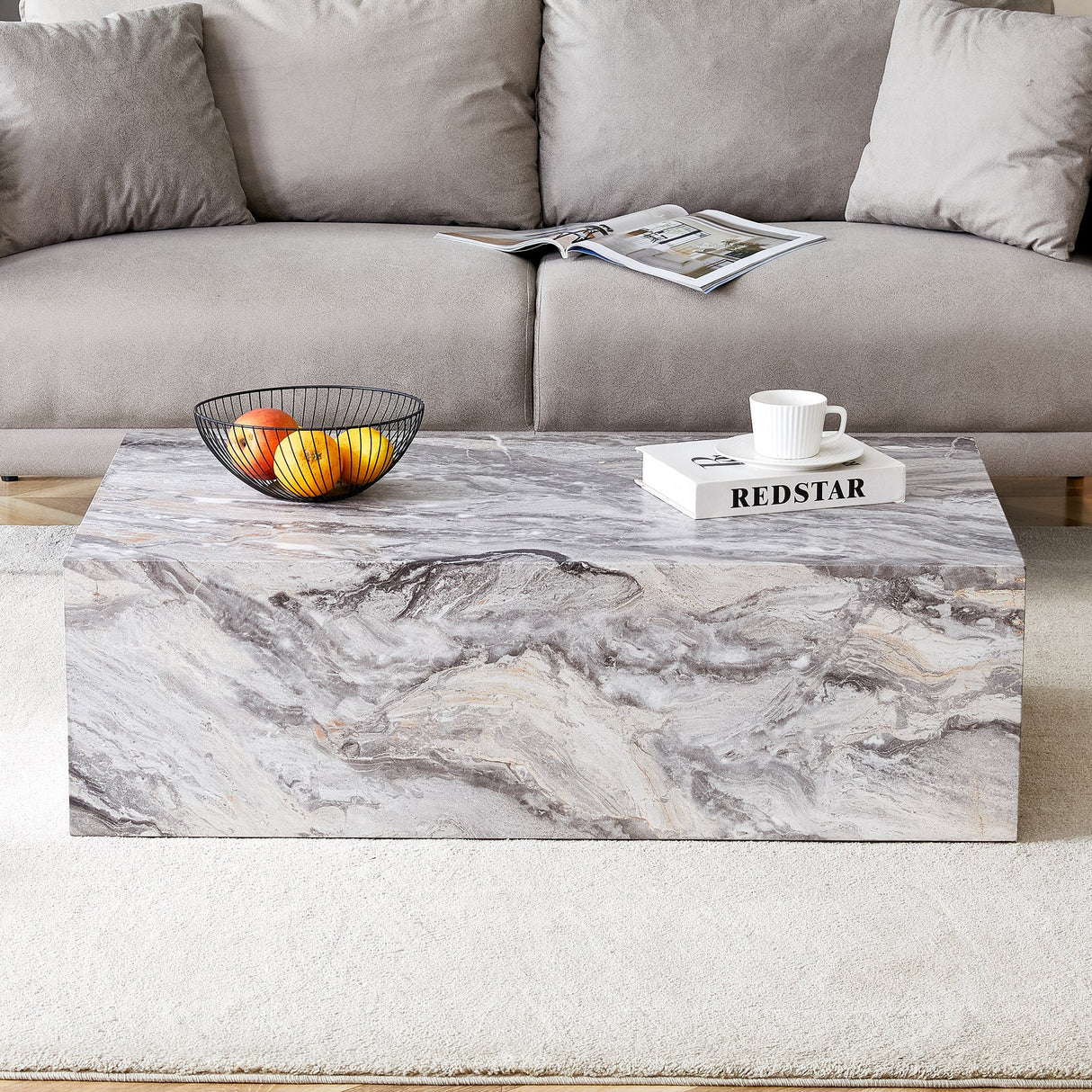 Elegant Grey Stone Pattern Coffee Table
