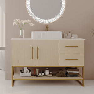47.2" Modern Bathroom Vanity With Ceramic Vessel Sink