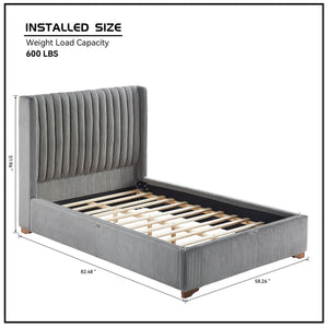 Corduroy Upholstered Wingback Bed Frame