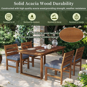 U_STYLE Farmhouse 5-Piece Outdoor Patio Dining Set with Adjustable Legs