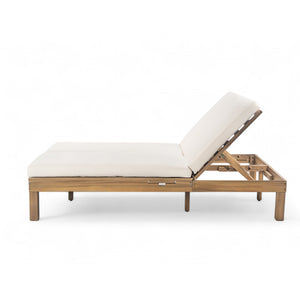 TREXM 5-Position Adjustable Backrest Double Chaise Lounge Outdoor