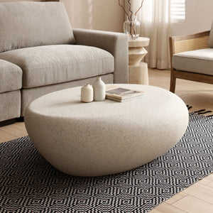43.31'' Fiberglass Elliptical Coffee Table for Living Room