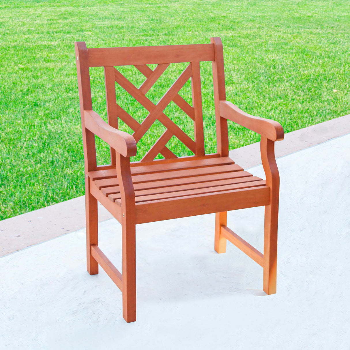 Lidwina Reddish Brown Tropical Wood Patio Armchair