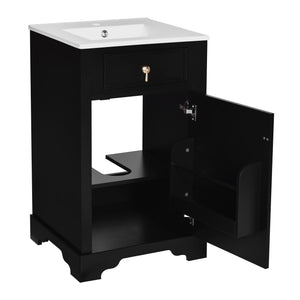 Elegant Bathroom Vanity With Ceramic Sink, Soft Close Door, Adjustable Shelf