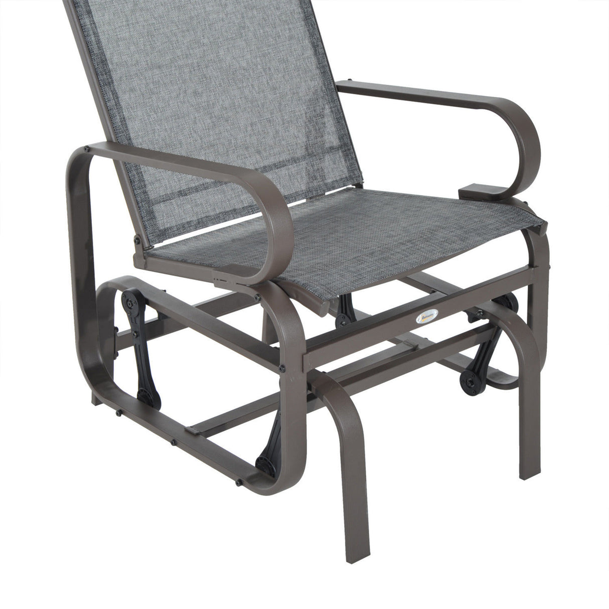 Outsunny outdoor glider chair, gliders for outside patio with smooth rocking mechanism and lightweight construction for backyard, gray