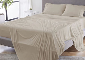 Beige Split King Sheet Set with Moisture-Wicking Technology