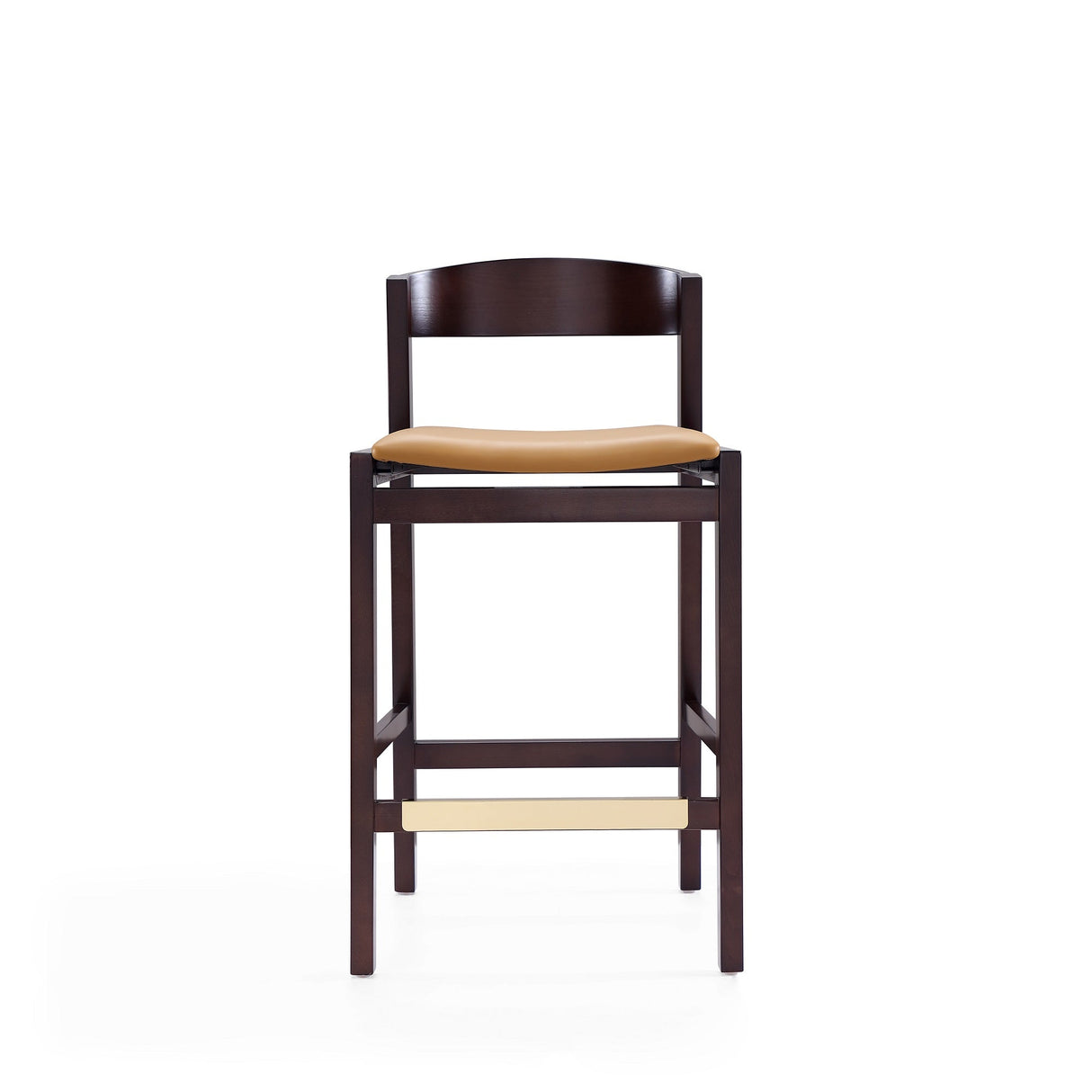 Klismos Wood Upholstered Counter Stool in Camel