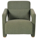 Upholstered Accent Chair with Wood Legs and Open Arms