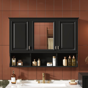 Modern Wall Mounted Mirror Medicine Cabinet With Open Shelves