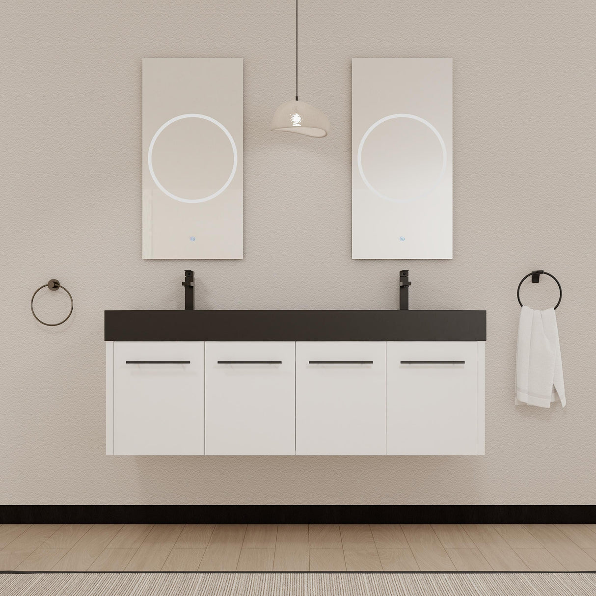 60 Inch Wall-Mounted Bathroom Vanity with Sink