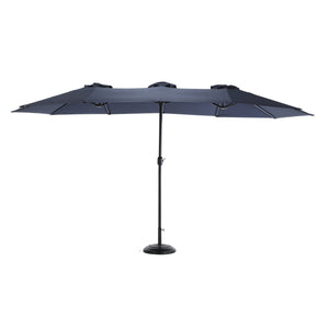 14.8 Ft Double Sided Outdoor Umbrella Rectangular Large with Crank (Navy Blue) (No Base)