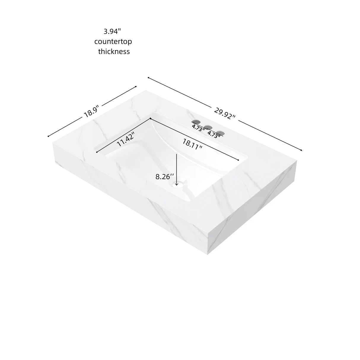 30" MURI Carrara Bathroom Vanity