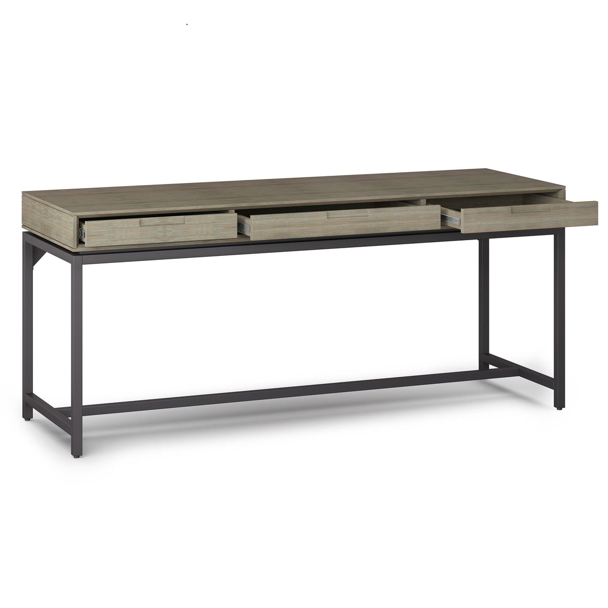 Mid Century Wide Writing Desk with Three Drawers - Multiple Colors