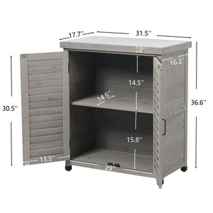 Potting Bench With Storage Cabinet And Metal Table Top For Outdoor