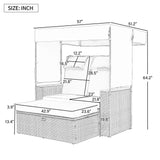 Bethany Two-Person Outdoor Rattan Daybed with Adjustable Canopy and Hidden Storage