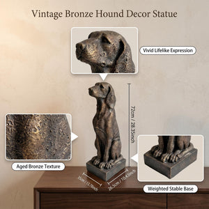 Vintage Bronze Sitting Hound Dog Statue
