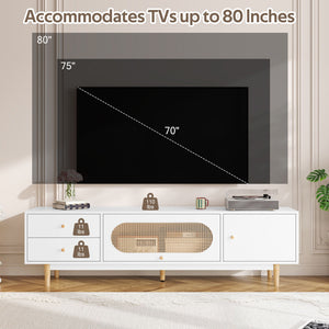 70" TV Stand With Drawers - White