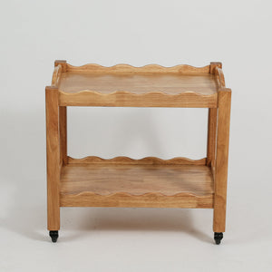 Solid Rubberwood Rolling Side Table