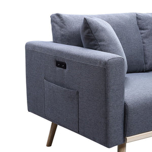 Easton - Fabric Living Room Set With USB Charging Ports Pockets And Pillows (Set of 2)