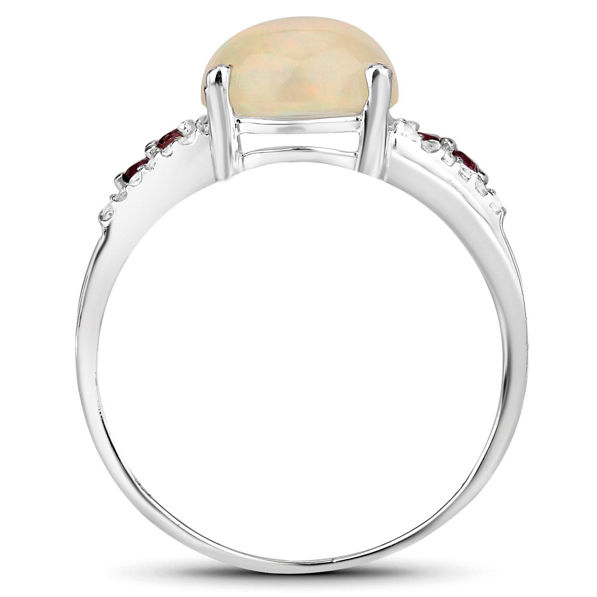 2.05 Carat Genuine Ethiopian Opal, Pink Tourmaline and White Topaz .925 Sterling Silver Ring