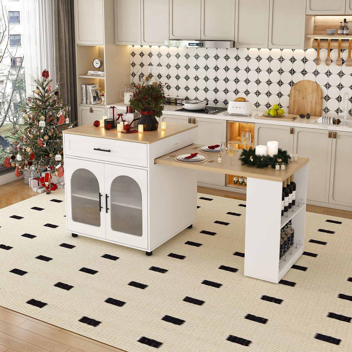 Expandable Kitchen Island With Power Outlet