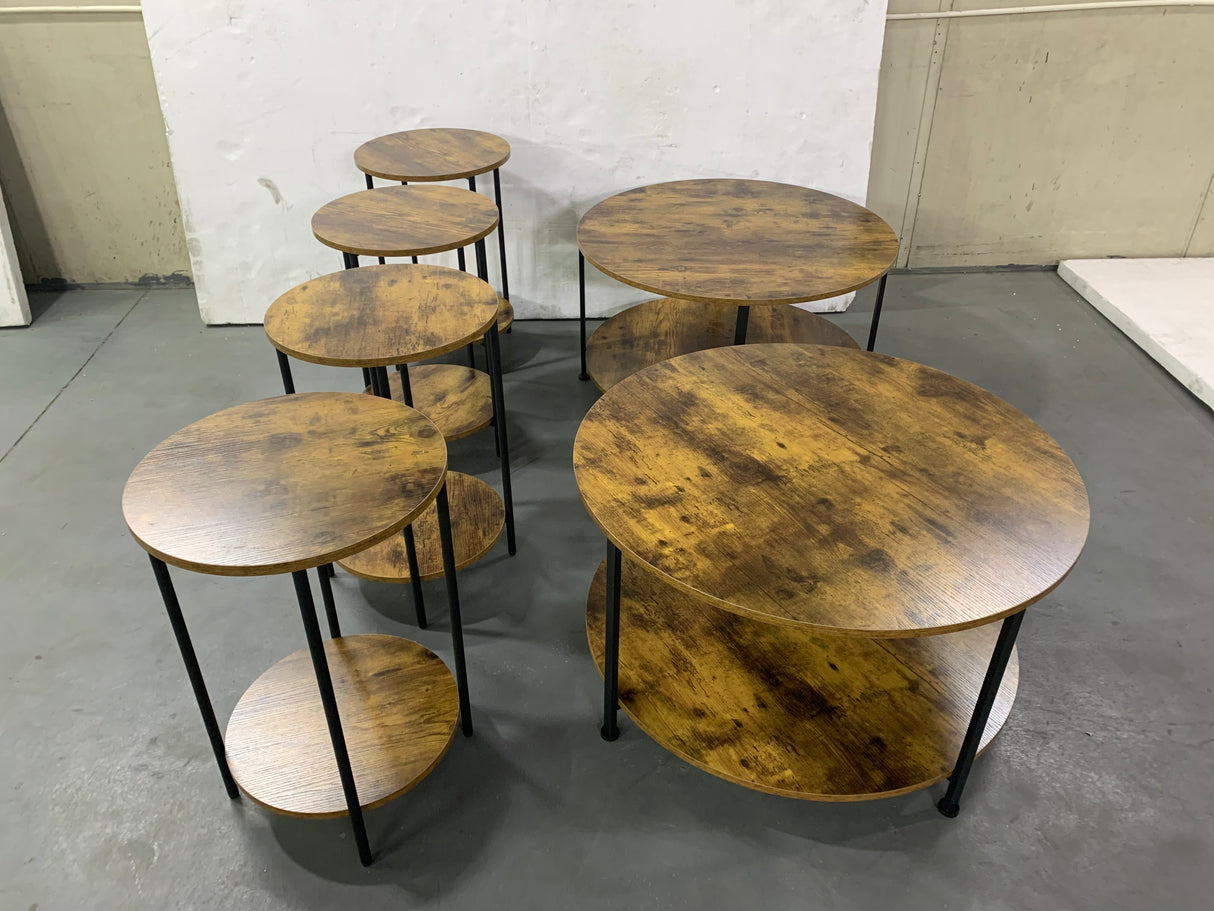 3-Piece Coffee Table and End Table Set (Rustic Brown)