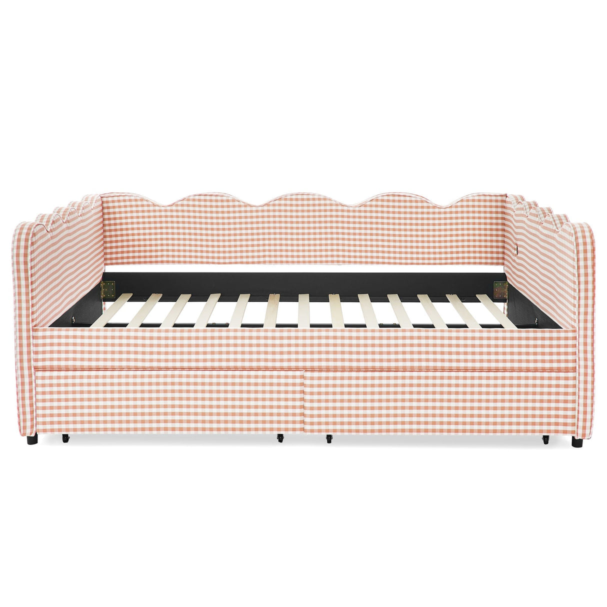Gingham Daybed With USB Charging Port, Wave-Shaped Design