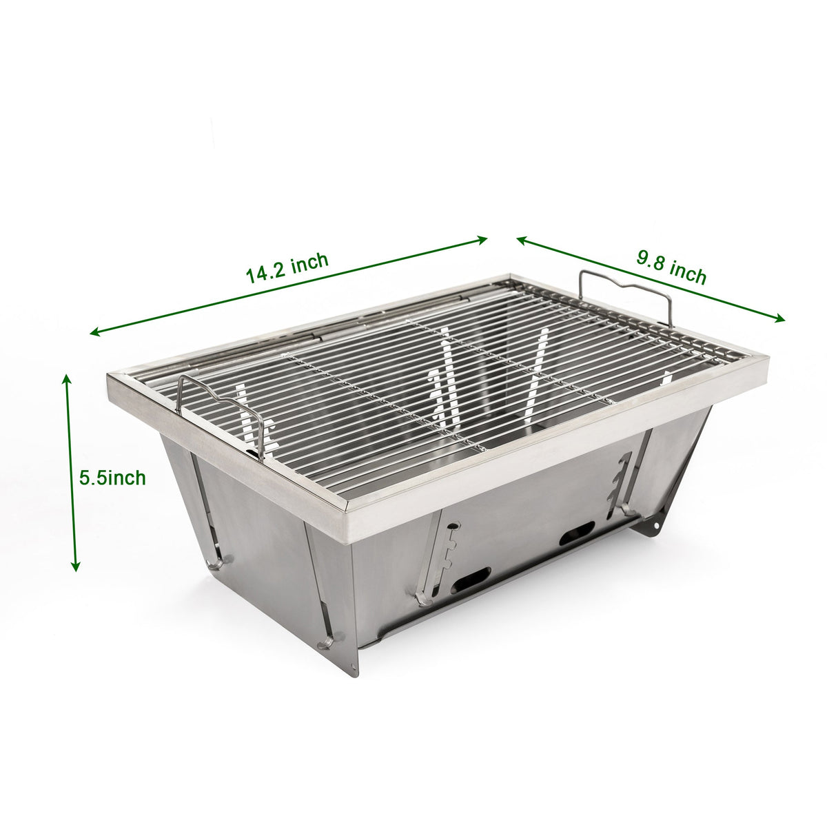 Folded Portable Charcoal BBQ Grill with Foldable Design - Stainless Steel