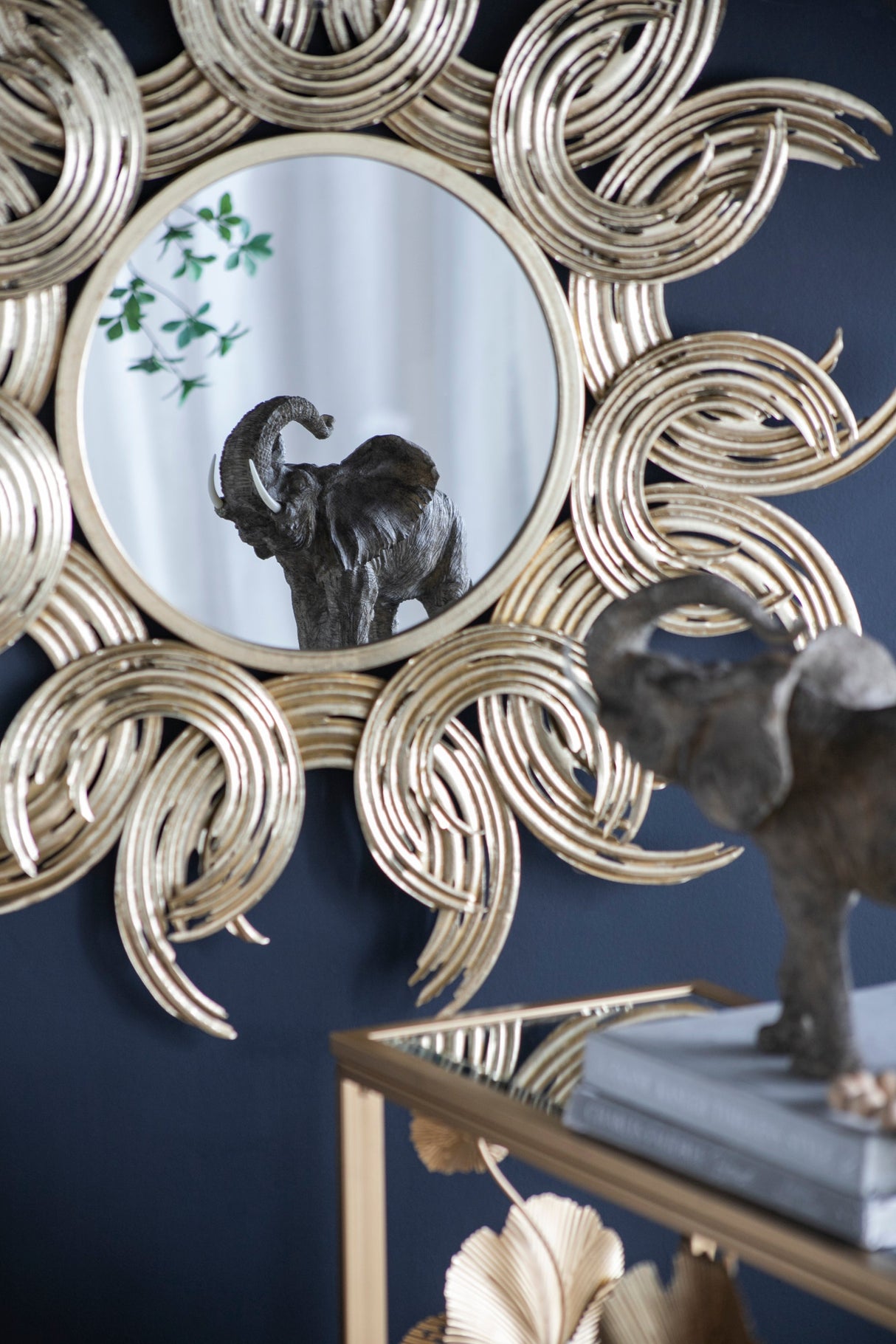 38' Sunburst Metal Decorative Mirror with Gold Finish