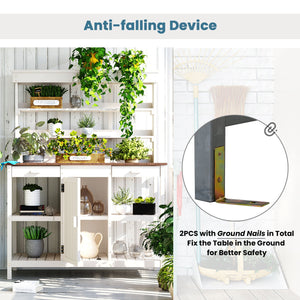 Topmax 66' Large Outdoor Farmhouse Wooden Potting Bench Table