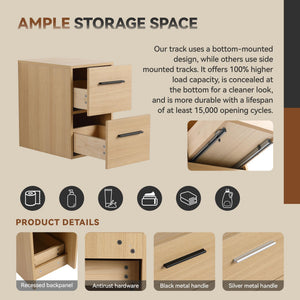 Floating Bathroom Vanity Drawer Base, Wall Mounted Storage With 2 Drawers - Light Oak