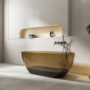 59 Inch Small-Size Resin Oval Freestanding Bathtub