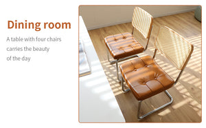 Dining Chairs Set of 2, Faux Leather Rattan Side Accent Chairs