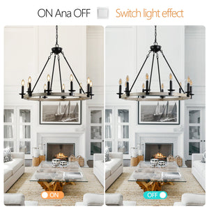 32" Rustic Farmhouse 10-Light Candle Chandelier