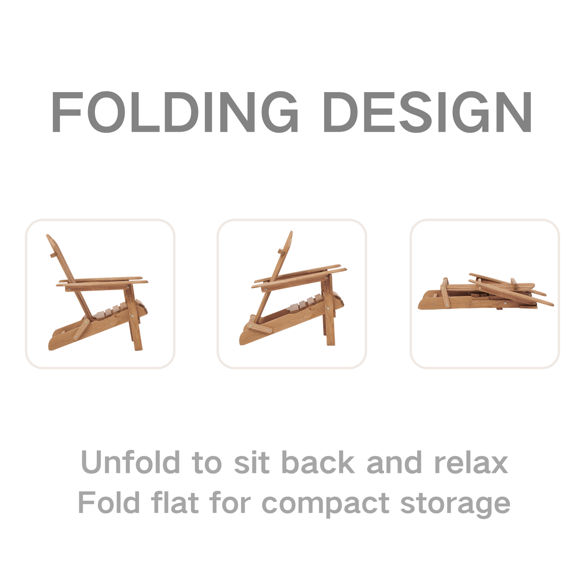 Outdoor Wooden Folding Adirondack Chair Set of 2