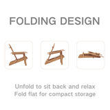 Outdoor Wooden Folding Adirondack Chair Set of 2