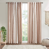 Cotton printed curtain panel with chenille stripe and lining