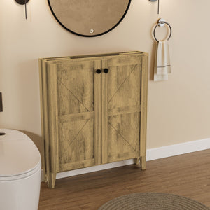 Folding Floor Cabinet With Ceramic Sink, Space Saving