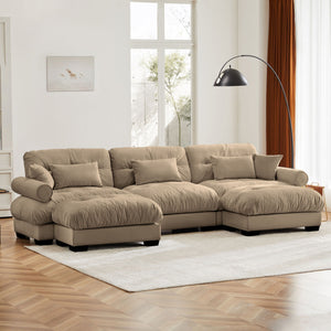 Oversized Modular Sectional Sofa with Movable Ottoman - Fabric, Multiple Colors