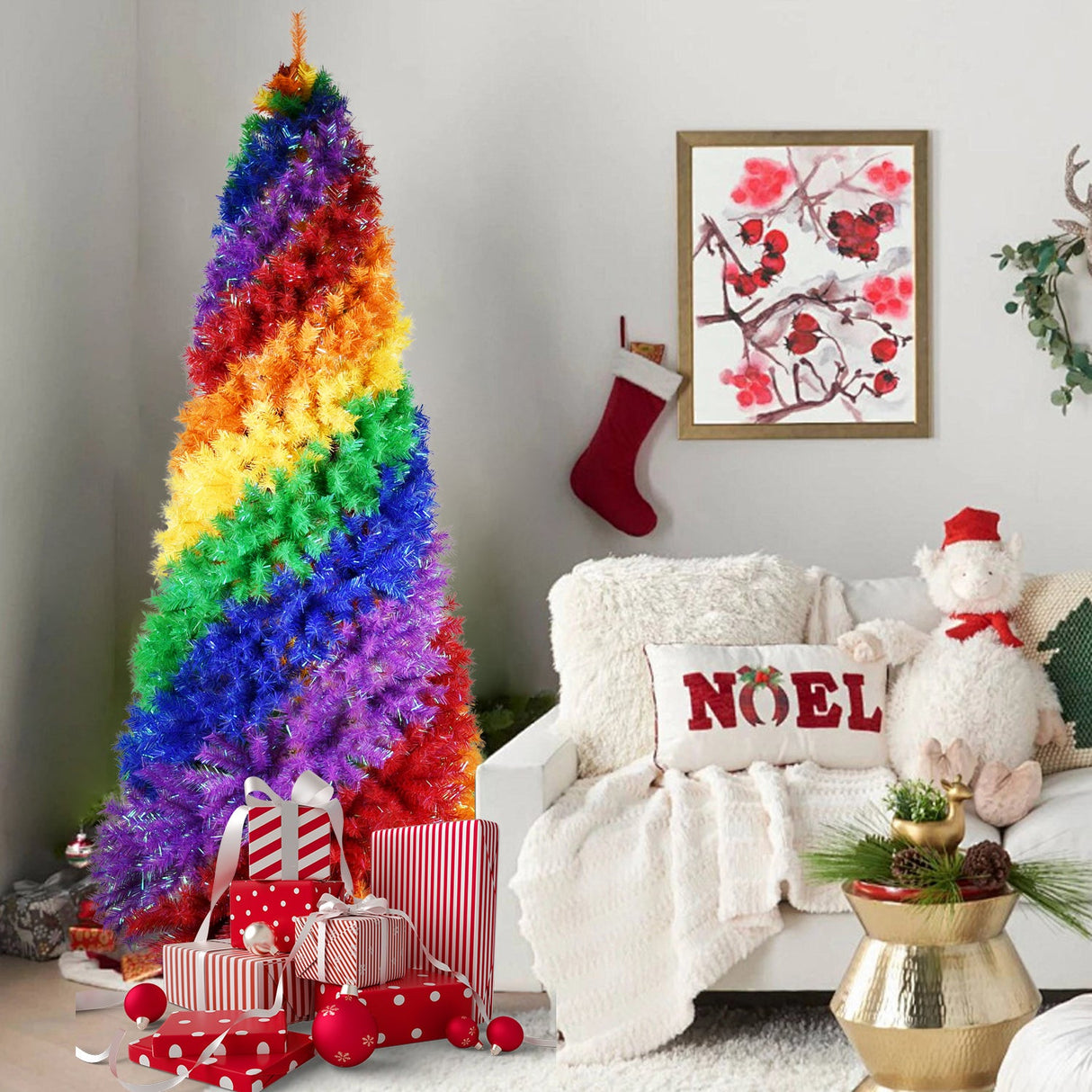 7.5ft Rainbow Spiral Christmas Tree