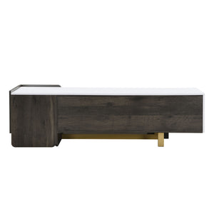 TV Stand With 1 Drawer, 2 Cabinets And Adjustable Shelves