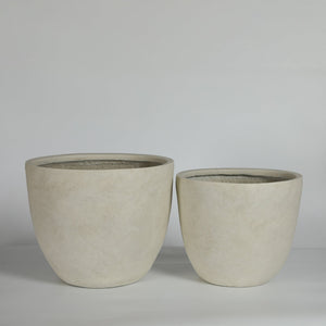 Round Concrete Planter Set of 2, Large Handmade Rustic Planter Pots