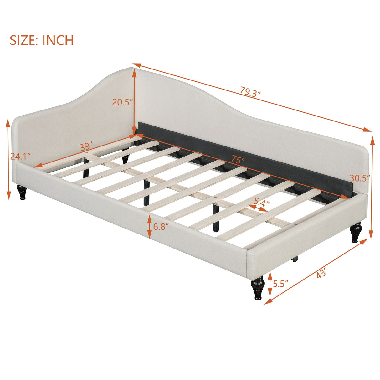 Modern L Shaped Daybed With Legs