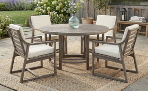 Outdoor Dining Set 5-Piece Patio Table and Chairs Set with Umbrella Hole