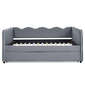 Gingham Daybed With USB Charging Port, Wave-Shaped Design