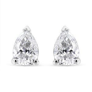 14K White Gold 1/2 Cttw Pear Shape Solitaire Lab Grown Diamond Stud Earrings (F-G Color, VS2-SI1 Clarity)