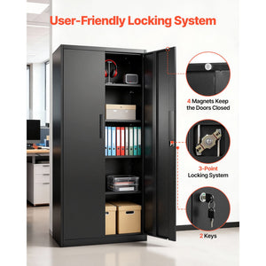 Metal Storage Cabinet, 68.9 in Lockable Steel Garage Cabinet