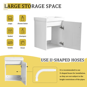 18" Floating Wall-Mounted Bathroom Vanity with Ceramic Sink