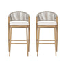 Outdoor Bar Height Metal Frame Counter Stools With Scallop Shaped Backrest & Water Resistant Cushions